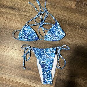 blue paisley print bikini BNWOT